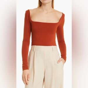 Vince Size Small Rust Long Sleeve Square Neck Top!